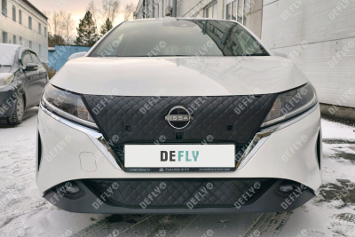 Утеплитель радиатора для Nissan Note (E13), 2020-2023, экокожа черная 