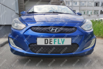 Утеплитель радиатора для Hyundai Solaris (RB), 2010-2014, экокожа черная 