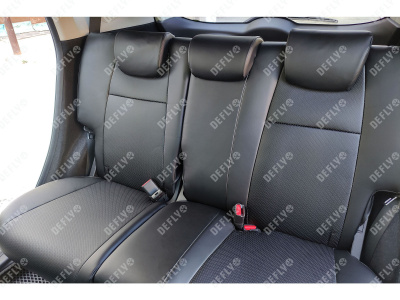 Чехлы на сиденья Honda Fit (GP, GK), 2013-2020, экокожа черная