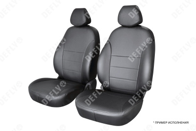 Чехлы на сиденья Renault Duster (HS), 2015-2021, Expression, Privilege, передний ряд, экокожа черная