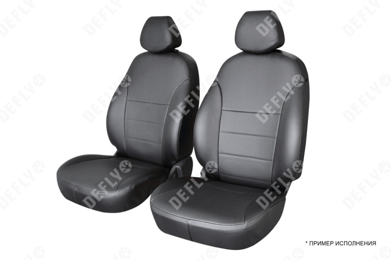 Чехлы на сиденья Renault Duster (HS), 2015-2021, Expression, Privilege, передний ряд, экокожа черная