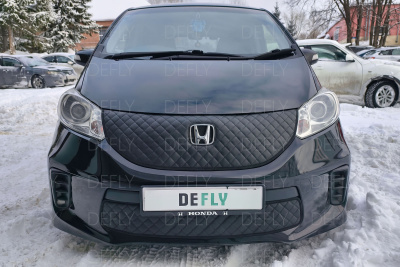 Утеплитель радиатора для Honda Freed (GB3, GB4), 2014-2016, 2-й рестайлинг, экокожа черная 