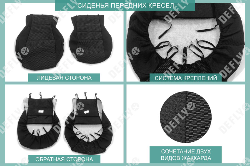 Чехлы на сиденья УАЗ Профи, 2020-н.в., Комфорт, жаккард