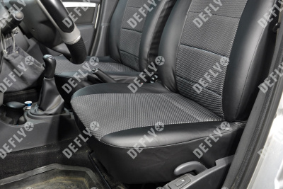 Чехлы на сиденья Lada Largus, 2012-2021, компактвэн (5 мест), задний ряд 60/40, экокожа черная/жаккард 
