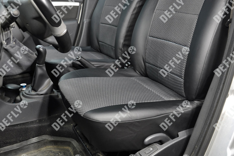 Чехлы на сиденья Лада Ларгус, 2012-2021, 5 мест, задний ряд 60/40, экокожа черная/жаккард