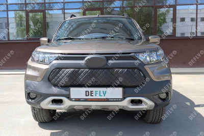 Утеплитель радиатора для Лада Нива Тревел, 2020-н.в., экокожа черная 