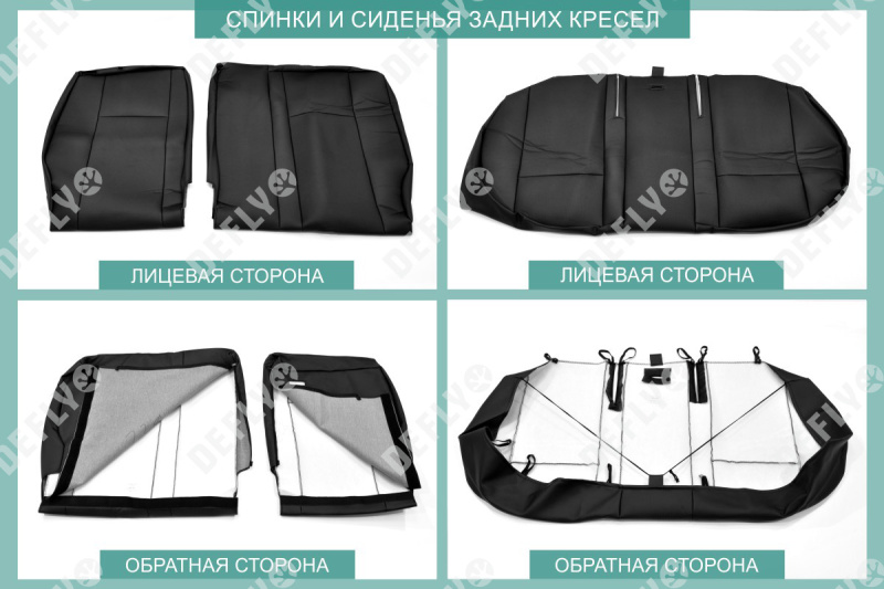 Чехлы на сиденья Hyundai Solaris, 2010-2017, седан, задний ряд 60/40, экокожа черная