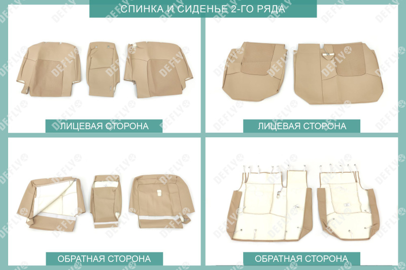 Чехлы на сиденья Toyota Land Cruiser (J200), 2007-2015, спинка 2 ряда 40/20/40, 7 мест, экокожа бежевая