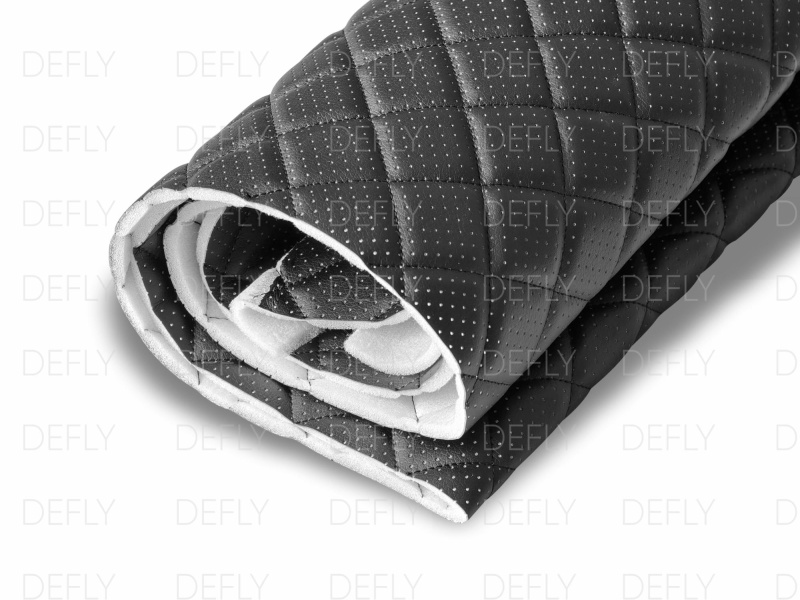 Экокожа Орегон, черная стеганая, ромб черный, 140x50