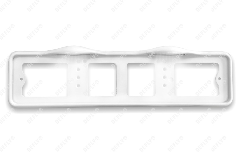 Рамка для номера автомобиля с верхней LED подсветкой, пластиковая, белая