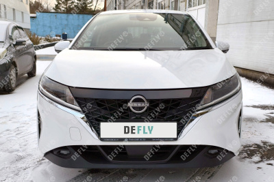 Утеплитель радиатора для Nissan Note (E13), 2020-2023, экокожа черная 