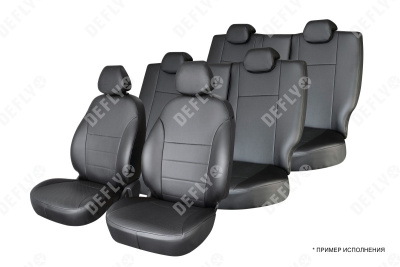 Чехлы на сиденья Toyota Land Cruiser (J200), 2007-2015, спинка 2 ряда 40/20/40, 7 мест, экокожа черная