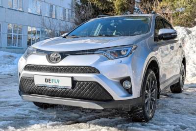 Утеплитель радиатора для Toyota RAV4 (XA40), 2015-2019, рестайлинг, экокожа черная