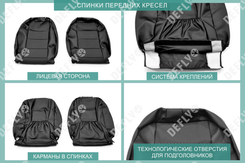 Чехлы на сиденья Chevrolet Cobalt (T250), 2011-2015, экокожа черная/жаккард 