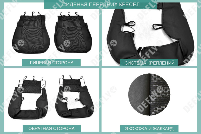 Чехлы на сиденья Suzuki SX4, 2006-2016, хэтчбек, задний ряд 60/40, экокожа черная/жаккард