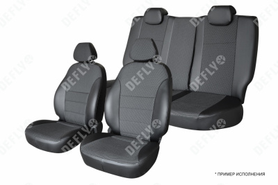 Чехлы на сиденья Ford Focus 2, 2004-2011, экокожа черная/жаккард