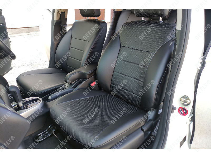 Чехлы на сиденья Honda Fit (GP, GK), 2013-2020, экокожа черная