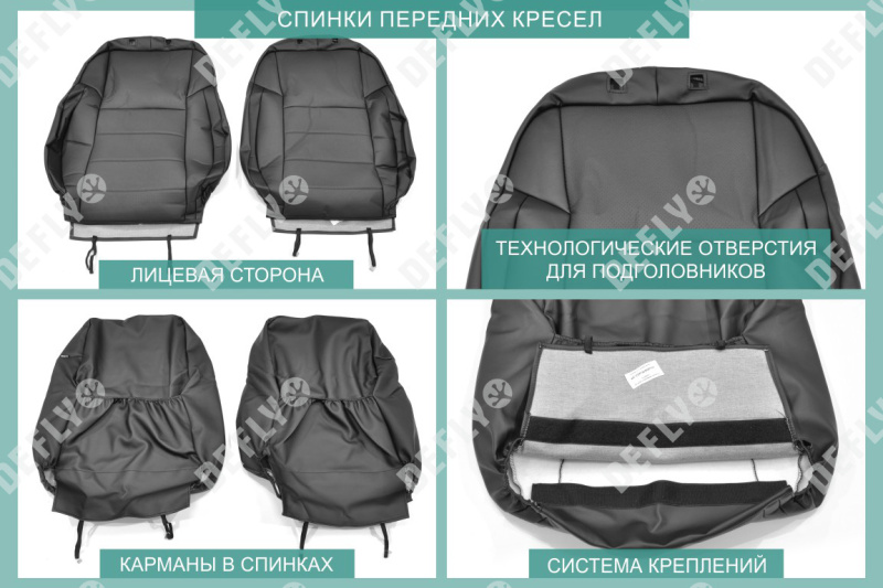 Чехлы на сиденья Kia Rio (FB), 2016-2022, экокожа черная