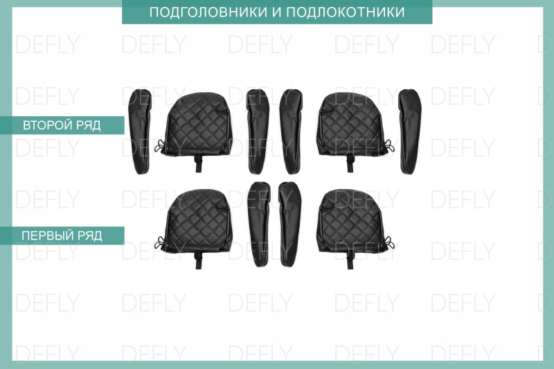 Чехлы на сиденья Honda Freed (GB5-GB8), 2016-2024, 4 места, капитанские кресла, экокожа черная/ромб перфорация