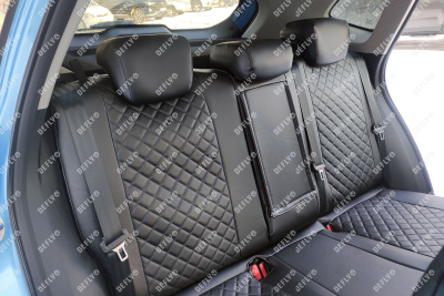 Чехлы на сиденья Haval Jolion, 2020-н.в., экокожа черная/ромб перфорация