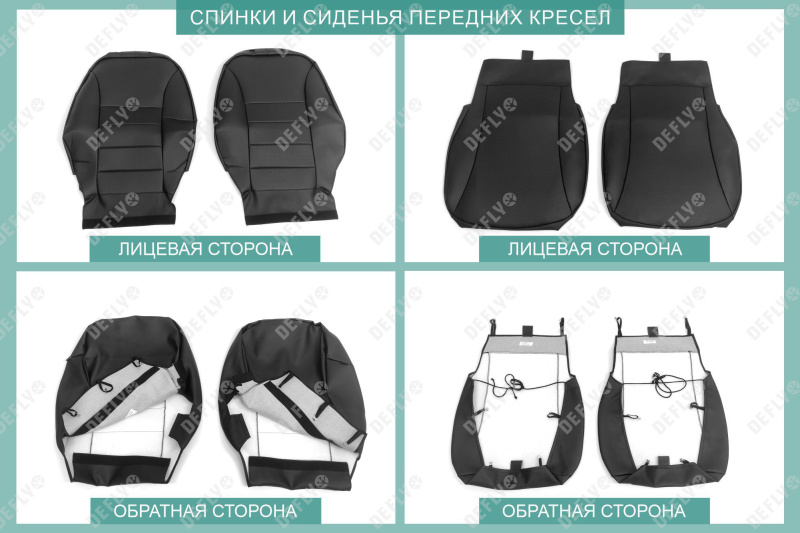 Чехлы на сиденья Honda Freed (GB3, GB4), 2011-2016, рестайлинг, 6 мест, капитанские кресла, экокожа черная