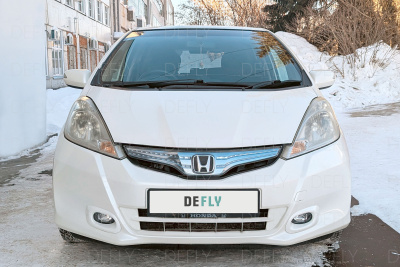 Утеплитель радиатора для Honda Fit (GE, GP), 2010-2013, рестайлинг, экокожа черная 