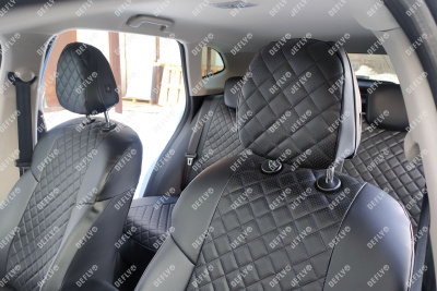 Чехлы на сиденья Haval Jolion, 2020-н.в., экокожа черная/ромб перфорация
