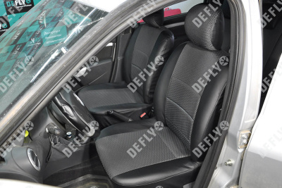 Чехлы на сиденья Lada Largus, 2012-2021, компактвэн (5 мест), задний ряд 60/40, экокожа черная/жаккард 