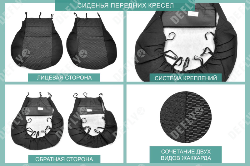 Чехлы на сиденья Lada Granta, 2011-2018, дополнительная боковая поддержка, задний ряд 60/40, жаккард черный/серый