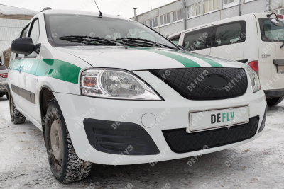 Утеплитель радиатора для Лада Ларгус, 2019-2021, рестайлинг, экокожа черная 