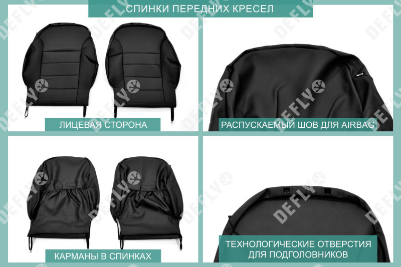 Чехлы на сиденья Kia Rio (QB), 2012-2017, хэтчбек, экокожа черная