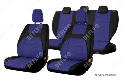 Чехлы на сиденья ВАЗ 2109/21099/2114/2115, Лада Нива (2131), 1993-2019, дополнительная боковая поддержка, жаккард черный/синий