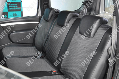 Чехлы на сиденья Lada Largus, 2012-2021, компактвэн (5 мест), задний ряд 60/40, экокожа черная/жаккард 