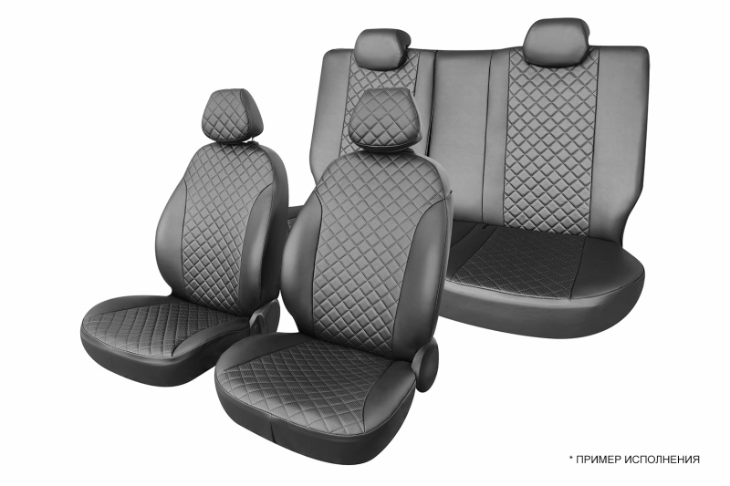 Чехлы на сиденья Haval Jolion, 2020-н.в., экокожа черная/ромб перфорация