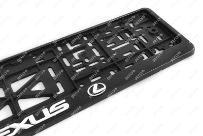 Рамка для номера автомобиля с защелкой, пластиковая, черная, LEXUS серебро 