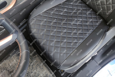 Чехлы на сиденья Haval Jolion, 2020-н.в., экокожа черная/ромб перфорация