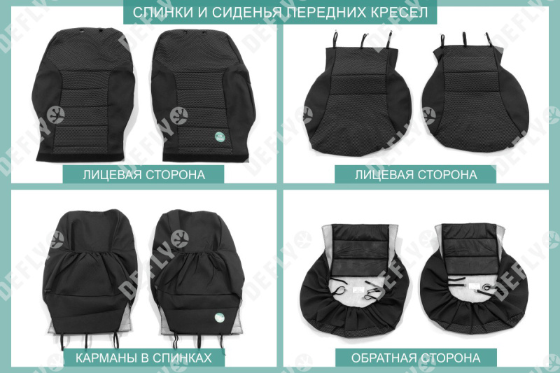 Чехлы на сиденья Lada Granta, 2018-н.в., сплошная спинка заднего ряда, жаккард