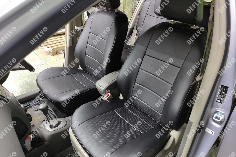 Чехлы на сиденья Toyota Vitz (XP90), 2005-2010, задний ряд 60/40, экокож.черн./экокож. перф.черн.