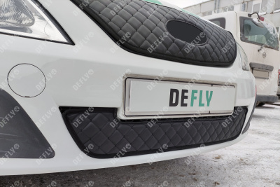 Утеплитель радиатора для Лада Ларгус, 2019-2021, рестайлинг, экокожа черная 