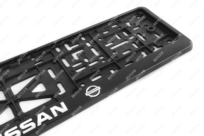 Рамка для номера автомобиля с защелкой, пластиковая, черная, NISSAN серебро 