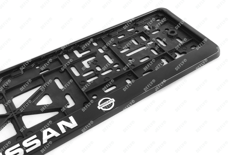 Рамка для номера автомобиля с защелкой, пластиковая, черная, NISSAN серебро 