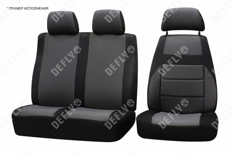 Чехлы на сиденья ГАЗель Бизнес, 2018-н.в., жаккард черный/серый