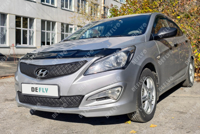 Утеплитель радиатора для Hyundai Solaris (RB), 2014-2017, рестайлинг, экокожа черная