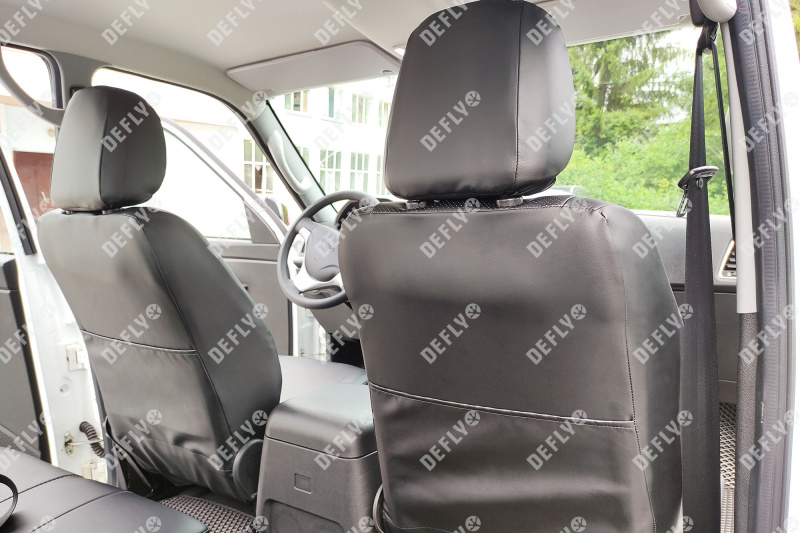 Чехлы на сиденья УАЗ Пикап, 2014-н.в., без заднего подлокотника, экокожа черная