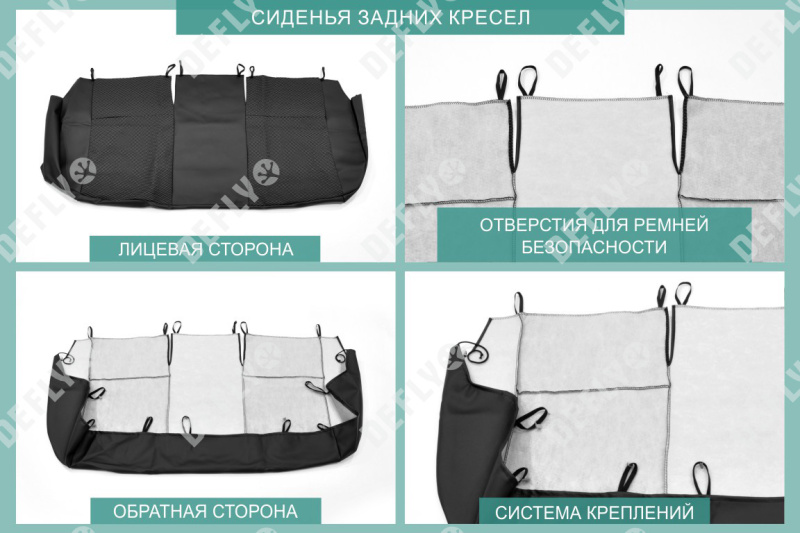 Чехлы на сиденья Ravon R4, 2016-2020, экокожа черная/жаккард