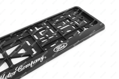 Рамка для номера автомобиля с защелкой, пластиковая, черная, FORD серебро 