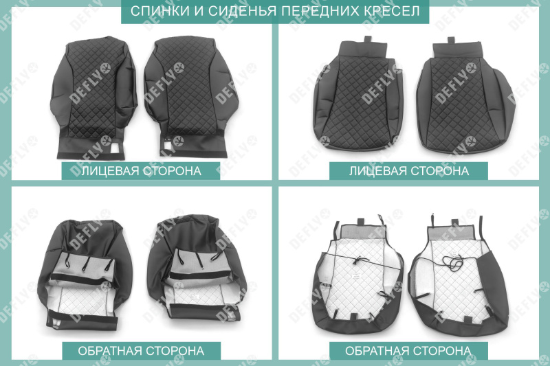 Чехлы на сиденья Honda Fit (GP, GK), 2013-2020, экокожа черная/ромб перфорация