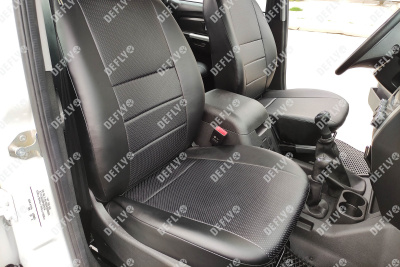 Чехлы на сиденья УАЗ Пикап, 2014-н.в., без заднего подлокотника, экокожа черная