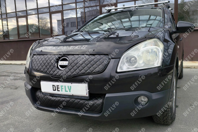 Утеплитель радиатора для Nissan Qashqai (J10), 2006-2010, экокожа черная 